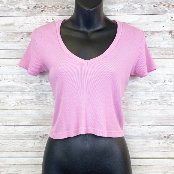 Brandy Melville Tops - BRANDY MELVILLE Bubblegum Pink Crop Top Baby Tee